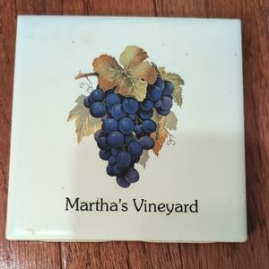 Martha's Vineyard Grapes Ceramic Tile Trivet Hot Dish Made in the USA